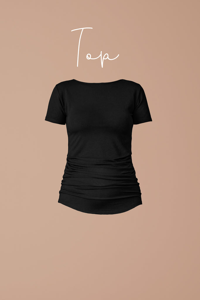 The Petit top, in a rich black, premium, ultra soft Modal blend. Add a touch of luxury to your collection of every day basics.